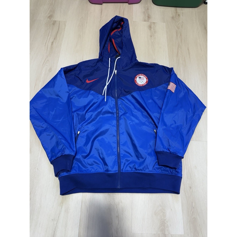 Nike Sportswear Team USA Windrunner Blue Olympic Rain Coat CK5813455 Men's XL